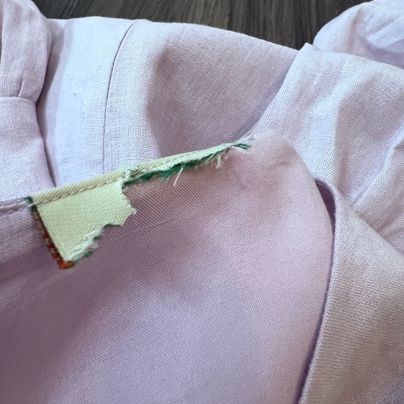 EUC FARM RIO V-Neck Mini Dress. Lavender Linen Blend. 3/4 Puffed Sleeve. SZ:XL - Picture 9 of 15